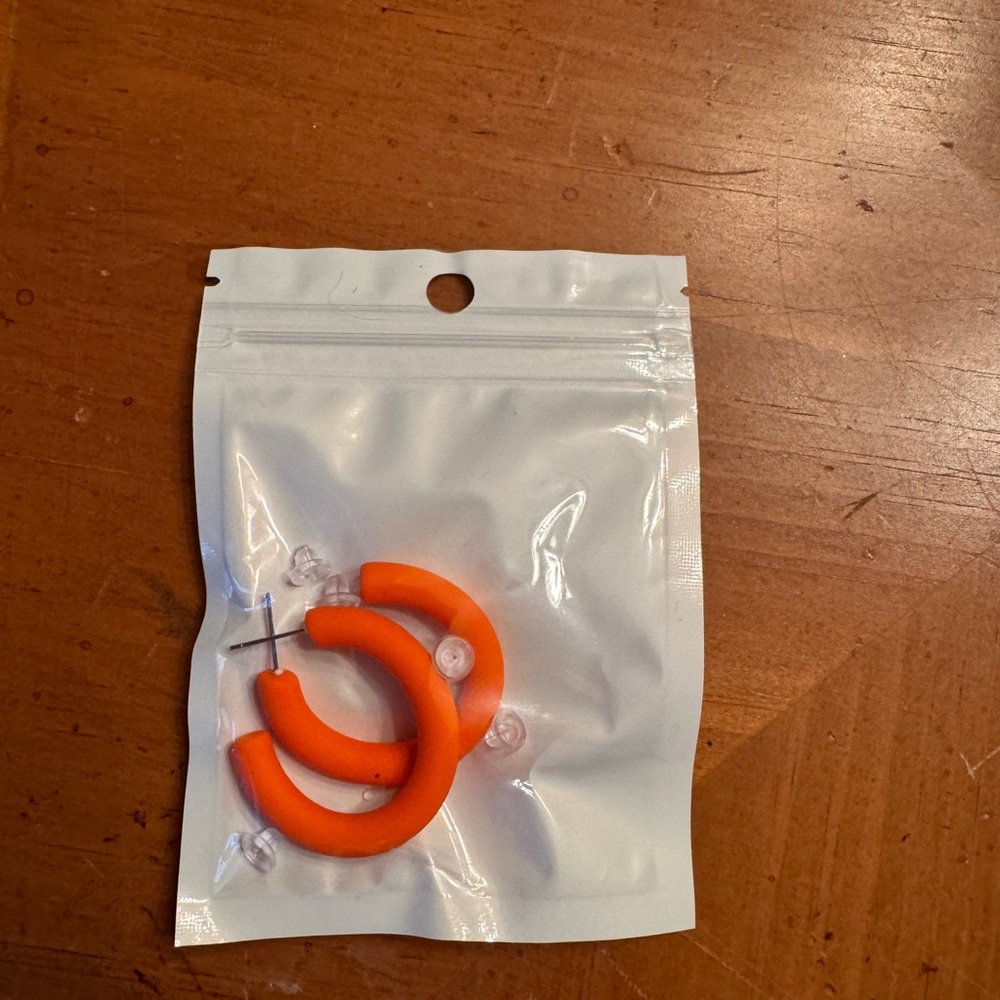 NEW Neon 80s Earrings Retro Colorful Hoop Earrings Orange